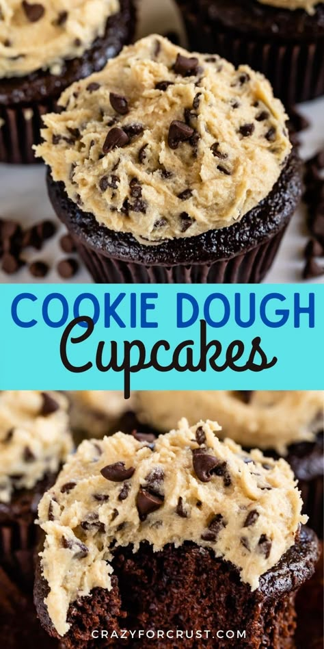 Cookie Dough Cupcakes Recipe, Easy Cookie Dough, Homemade Cupcake Recipes, Cake Mix Doctor, Cookie Dough Cupcakes, Cookie Dough Frosting, Muffins Healthy, Banana Oat, Oat Muffins