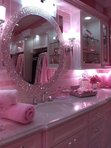 pink obsessed | Pink Bathroom 💓 | Facebook Pink Obsessed, 50 Shades Of Pink, Girly Bathroom, Beautiful Bedroom Decor, Girly Apartments, Dream Bedroom Inspiration, Girly Apartment Decor, Luxury Room Bedroom, Dream Apartment Decor