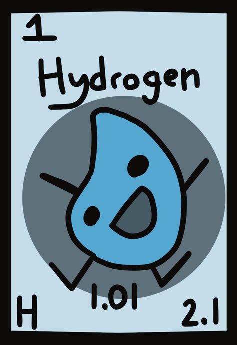 Hydrogen, Water Droplet, Misty Chimestry Art, Periodic Table Art, Chemistry Art, The Periodic Table, Table Art, Visual Learners, Animal Clipart, Cute Images, Chemistry