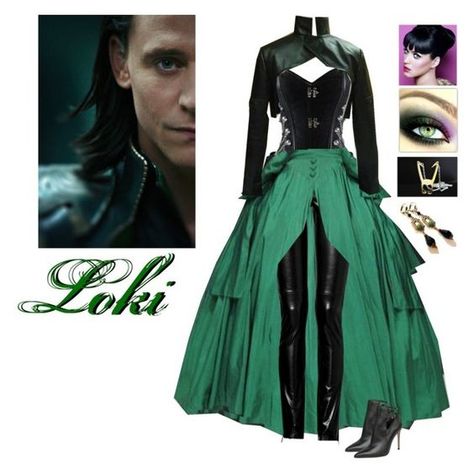 "Loki'd- Evening Wear" by tracynewman ❤ liked on Polyvore featuring moda, Barbara Bui y Gianvito Rossi Loki Dress, Marvel Inspired Outfits, Loki Costume, Marvel Fashion, Avengers Outfits, Everyday Cosplay, Marvel Clothes, Nerd Fashion, Character Inspired Outfits