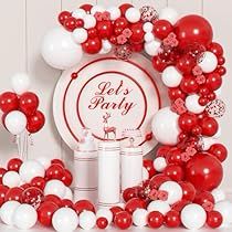 Red And White Balloon Arch, White Balloon Arch, Red Confetti, Red Garland, Baby Shower Christmas, Balloon Arch Kit, Anniversary Party Decorations, Party Ballons, Gold Baby Showers