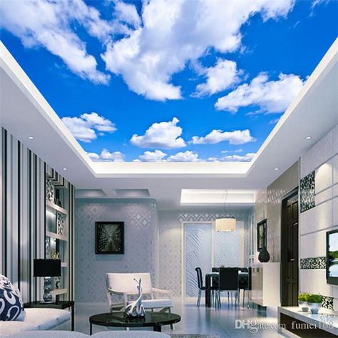 Blue Sky White Cloud Wallpaper Mural Living Room Bedroom Roof Ceiling 3d Wallpaper Ceiling Large Starry Sky Wallpaper Clouds Ceiling, Sky Mural, 3d Wallpaper Ceiling, Paper Mural, 3d Wallpaper Blue, Cloud Ceiling, 3d Clouds, Sky Ceiling, Ceiling Wallpaper