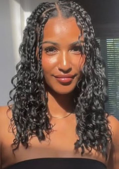 Boho Braids No Extensions, Mid Length Braided Hairstyles, Romani Braids, Short Box Braids Hairstyles, Short Box Braids, Vacation Hairstyles, Goddess Braids Hairstyles, Braids Hairstyles Pictures, Cute Box Braids Hairstyles