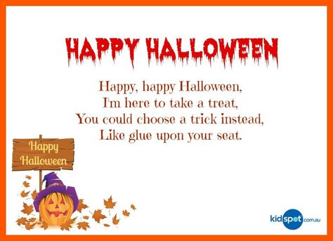 Short Rhymes, Halloween Poems For Kids, Short Poems For Kids, Halloween Rhymes, Kindergarten Poems, Happy Halloween Kids, October Lessons, Halloween Poems, Poems For Kids