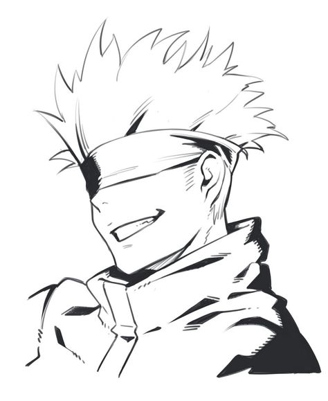 Gojo Satoru Coloring Pages, Gojo Coloring Page, Jujutsu Kaisen Coloring Page, Jjk Coloring Pages, Gojo Black And White, Gojo Black, Tattoo Gato, Gojo Anime, Cow Coloring Pages