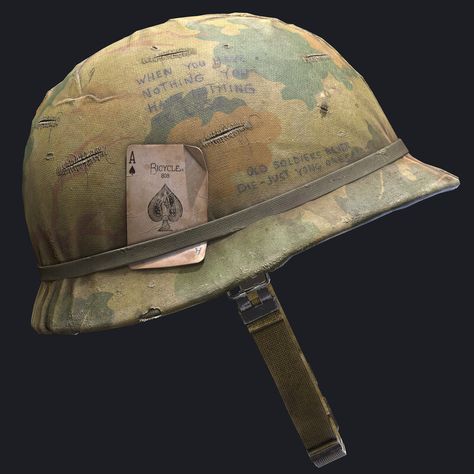 ArtStation - M1 Helmet / Vietnam War, Yaroslav Stanislavov Military Headgear, M1 Helmet, Soldier Helmet, Combat Helmet, Army Helmet, Military Artwork, Old School Tattoo Designs, United States Military, Salvation Army