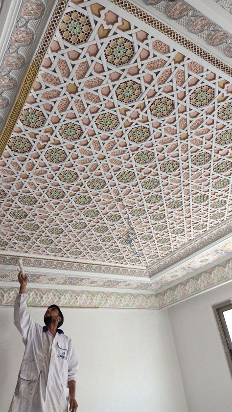 #ceilinglighting #ceilinglight  #ceilingdetail #ceilingpanel   #ceilingideas #ceilinggoals  #ceilingtiles #interiorstyling Cool Interior Design, Vaulted Ceiling Ideas, Islamic Interior Design, Muslim Prayer Room Ideas, Cool Interior, Brand New House, Design Marocain, Moroccan Ceiling, Home Interior Design Ideas