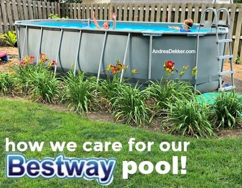 How We Care for Our Bestway Pool Bestway Pool Ideas Backyards, Coleman Pool, Pretty Pool, Pool Deck Decorations, Bestway Pool, Underground Pool, Easy Set Pools, Pool Decking, Swimming Pool Decks