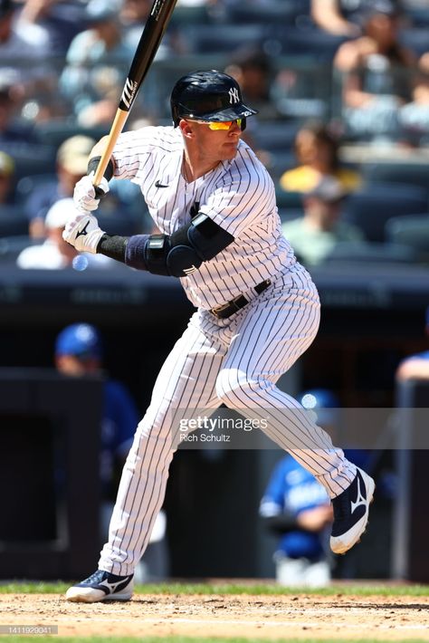 Josh Donaldson of the New York Yankees in action against the Kansas... News Photo - Getty Images Ben Rice Yankees, Yankees Poster, Luke Weaver Yankees, Josh Donaldson, New York Yankees Aaron Judge, Yankees Baseball Memes, Yankee Stadium, Kansas City Royals, Still Image