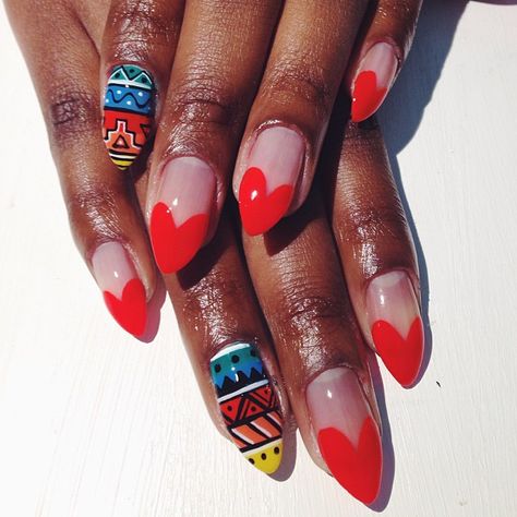 Aztec Love Heart Nails Fierce Nails, The Claw, Heart Nails, Art Trends, Accent Nails, Funky Nails, Stiletto Nails, Nail Tech, Diy Nails