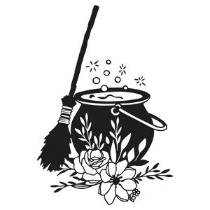 Cauldron Tattoos, Witchy Silhouette, Witchy Drawings Simple, Simple Witchy Tattoos, Cauldron Drawing, Cauldron Tattoo, Witch Aesthetic Tattoo, Witchy Designs, Eclectic Witchcraft