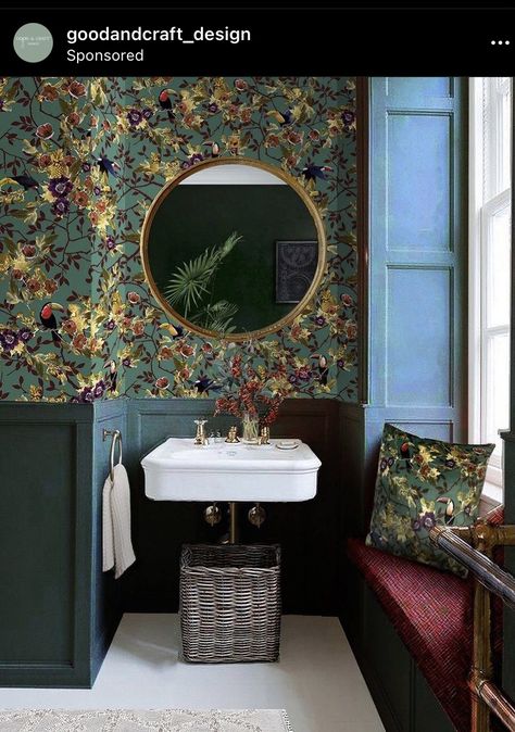 Rio Wallpaper, Good Craft, Downstairs Loo, Downstairs Toilet, World Wallpaper, Green Backdrops, Tropical Wallpaper, Luxury Wallpaper, Tiny Bathroom