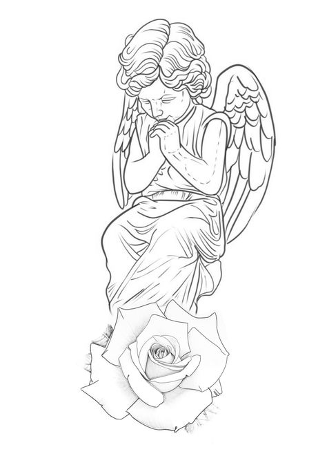 Drawing Ideas Angel, Angelic Tattoos, Angel Hand Tattoo, Angel Outline, Small Black Tattoos, Clock Tattoo Sleeve, Angel Y Diablo, Cool Drawing Ideas, Egyptian Eye Tattoos