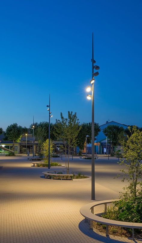 Park Lighting Design, Urban Lighting Design, Square Lighting, Street Light Design, Exterior Lighting Design, Park Lighting, Pavement Design, Arch Light, Lighting Design Inspiration