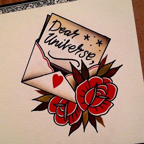 Love Letter Tattoo, Envelope Tattoo, Sailor Jerry Tattoos, Art Flash, Tattoo Filler, Traditional Tattoo Art, American Traditional Tattoo, School Tattoo, American Traditional