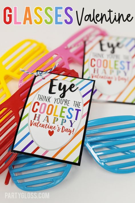 Eye think you're the coolest! Cute glasses valentine that works with ANY kind of fun glasses. Valentine Glasses Printable, Glasses Valentine Free Printable, Glasses Valentine, Sunglasses Valentine Printable Free, Sunglasses Valentine, Valentines Non Food, Valentines Gift Bags, Appreciation Printable, Valentine Gifts For Kids