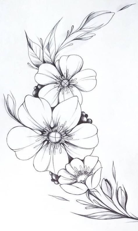 Beautiful Flower Drawing Information ideas 2020,pictures of flowers to draw and paint,easy flower drawings in pencil,simple flower designs for pencil drawing,flower drawing colour Flower Thigh Tattoos, Kunst Tattoos, Female Sleeve, Men Tattoos, Beautiful Flower Drawings, Flower Line Drawings, Tattoo Zeichnungen, Geometric Tattoos, Cat Tattoos