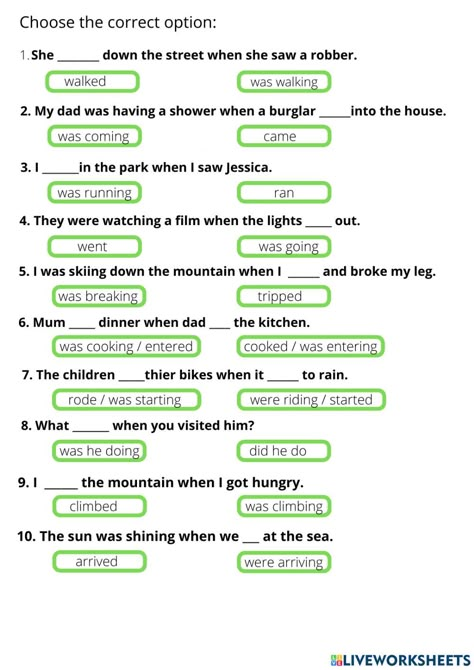 Past Simple And Continuous Worksheets, Past Simple Past Continuous Worksheets, Past Simple Vs Continuous Worksheets, Past Perfect Vs Past Perfect Continuous, Past Simple And Past Continuous, Past Progressive, Present Simple Vs Present Continuous, Past Tenses, Progressive Verbs