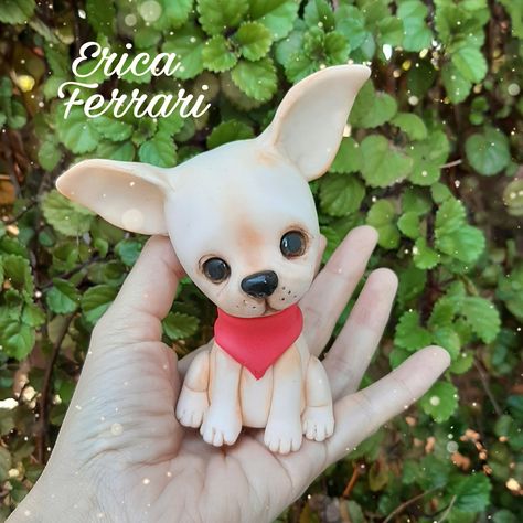 Bruiser Woods, Dogs Cake, Dog Cake Topper, Dog Cakes, Polymer Clay Christmas, Dog Cake, Polymer Clay Animals, Polymer Clay Dolls, Clay Figurine