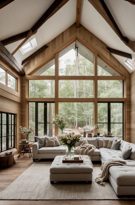 25 Stunning Modern Cottage Living Room Ideas to Inspire Your Home Decor » Comfy Ideas Lake House Den Family Rooms, Modern Cozy Cabin Interior, Modern Lake House Decor Interior Design, Baddie Living Room, Modern Cottage Living Room, Cottage Living Room Ideas, Cozy Cabin Interior, Modern Lake House Decor, Lakehouse Living Room