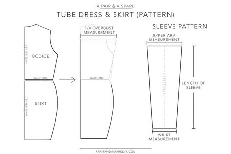 Tube Dress & Skirt (pattern) Tube Dress Pattern, Diy Bra Pattern, Tube Gown, Leather Tube Dress, Diy Maternity Clothes, Easy Sewing Patterns Free, Sundress Pattern, Diy Bra, Fashion Design Template