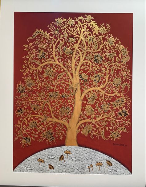 Tree Of Life Madhubani, Kalpavruksh Tree, Pichwai Wallpaper, Tree Of Life Wall Decor, Warli Paintings, Tree Of Life Artwork, Phad Painting, Dining Wall, Lippan Art