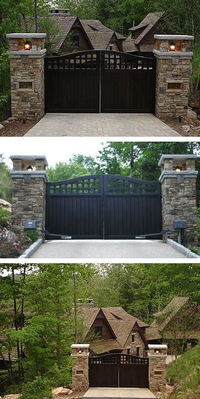 Tor Design, Wooden Gates Driveway, Gates Driveway, Gate Entrance, Garden Fence Ideas, Driveway Ideas, Driveway Entrance, Gates And Fences, Entrance Gates Design