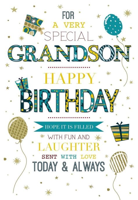 Happy Birthday Grandson From Grandma, Grandson Birthday Quotes, Happy Birthday Grandson Images, Grandson Birthday Wishes, Birthday Card Male, Inside Illustration, Happy Birthday Cards Images, Birthday Grandson, Grandson Quotes