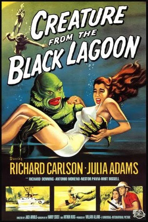 Julia Adams, Classic Horror Movies Posters, Science Fiction Movie Posters, Creature From The Black Lagoon, The Black Lagoon, Old Movie Posters, The Boogeyman, Classic Movie Posters, Horror Posters