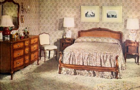 1950 Interior Design, 1950s Bedroom Decor, 50s Room, Mid Century Hotel, 1940s Decor, 1950s Home Decor, Retro Rooms, Old House Interior, 70s House