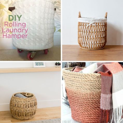 Get creative and efficient with these 13 DIY laundry basket and hampers hacks that will make organizing laundry quick and easy. Diy Hamper Laundry, Plastic Laundry Basket Makeover, Laundry Basket Diy, Organize Laundry, Hamper Diy, Diy Laundry Basket, Organizing Laundry, Basket Makeover, Wicker Hamper