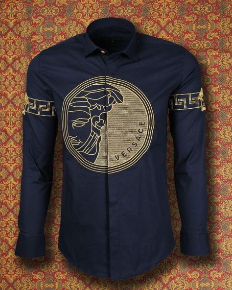 Versace T Shirt Men, Decorating Shirts, Mens Clothing Trends, Boys Shirts Pattern, Versace Shirts, Stylish Shirts Men, Versace T Shirt, Luxury Clothes Men, Men Fashion Casual Shirts