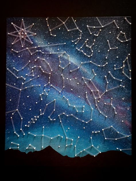 Constellation, Starsky, Galaxy Constellation Science Project, Constellation Art For Kids, Constellation Crafts, Constellation Craft, Farewell Party Decorations, Space Art Projects, Chinese Mountains, Physics Projects, Art And Painting