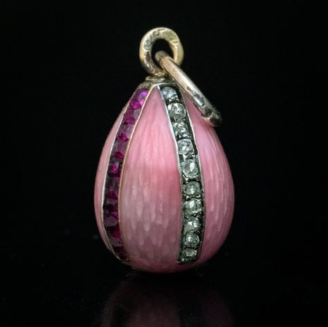 Antique Russian Guilloche Enamel Jeweled Egg Pendant Ref: 578902 Guilloche Enamel, Vintage Jewellery Rings, Edwardian Jewelry, Pearl Pink, Old Rose, Art Deco Engagement, Ruby Engagement Ring, Art Nouveau Jewelry, Antique Engagement