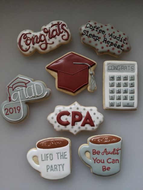 #cookies #cpa #accountant #calculator #graduationcookies #prettykillercookies Graduation Cake For Accountant, Cpa Office Decor, Calculator Cookies Decorated, Accountant Party Theme, Finance Graduation Party, Accounting Cookies Decorated, Accountant Retirement Cake, Accounting Party Ideas, Cpa Celebration Party Ideas