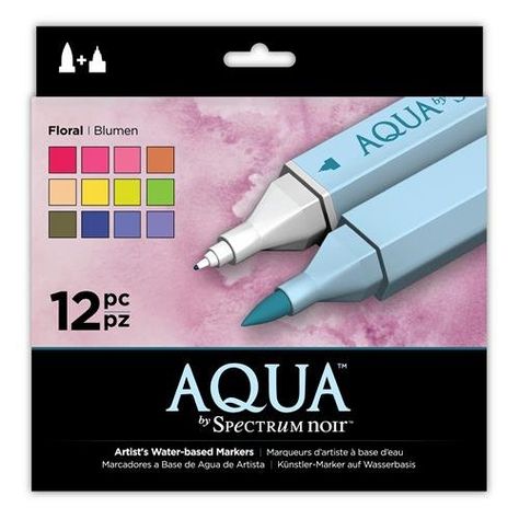 Spectrum Noir aqua Marker, Floral Spectrum Noir https://www.amazon.co.uk/dp/B00SNCHRPI/ref=cm_sw_r_pi_dp_x_vloAzbZYSW3H7 Aqua Watercolor, Marker Crafts, Artist Markers, Brush Markers, Artist Pens, Spectrum Noir, Crafters Companion, Pen And Watercolor, Markers Set