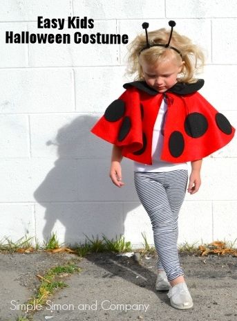 Easy Kids Halloween Costumes Diy, Easy Halloween Costumes Kids, Bug Costume, Fruit Costumes, Kids Halloween Costume, Ladybug Costume, Cape Costume, Cape Pattern, Diy Halloween Costumes For Kids