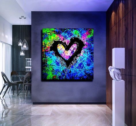 Uv Painting Canvas, Neon Abstract Painting, Quick Art, Colourful Wall Art, Art Colourful, Neon Painting, Abstract Painting On Canvas, Canvas Painting Landscape, Expressionist Art