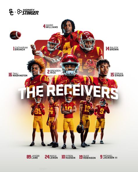 Sports Marketing Design, College Sports Graphics, Usc Football, Sports Advertising, Sports Design Ideas, Sport Portraits, Football Photography, Graphic Design Cards, Photoshop Design Ideas