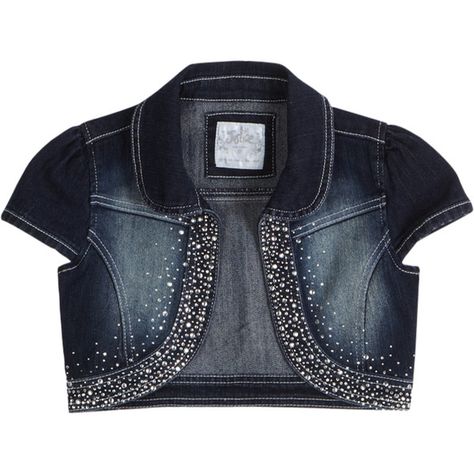 Embellished Denim Bolero paradise blues featuring polyvore, kids clothes, baby stuff, kids, baby and baby clothes Denim Bolero Jacket, Denim Bolero, Total Girl, Denim Vests, Shop Justice, Shrugs And Boleros, Girls Outerwear, Embellished Denim, Clothes Shop