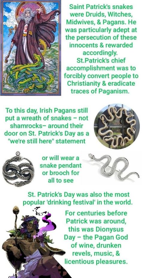 St Patrick’s Day Witchcraft, All Snakes Day Pagan, Pagan St Patricks Day Snakes, Pagan St Patricks Day, Irish Witch Aesthetic, Gothic St Patricks Day, Irish Paganism, Irish Witchcraft, Irish Witch