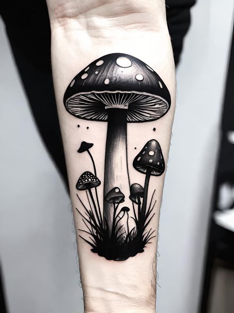 Witness the transformative power of tattoos. American Traditional Mushroom, Mushroom Tattoo Sleeve, Black And Grey American Traditional, Cultural Tattoos, Mushroom Tattoo Design, Moon Mushroom, Mushroom Tattoo, Mushroom Tattoos, Geometric Tattoos