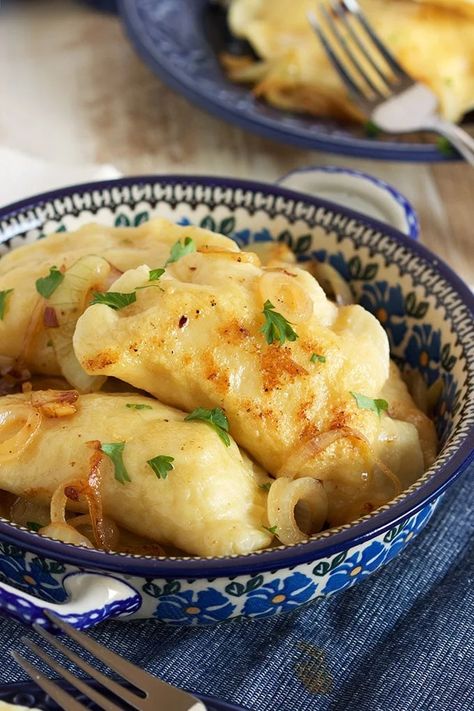 The Very Best Potato Pierogi Recipe - The Suburban Soapbox Potato Pierogi Recipe, Potato Pierogi, Pierogi Dough, Perogies Recipe, Pierogi Recipe, Ukrainian Recipes, Loaded Baked Potatoes, Vidalia Onions, Russet Potatoes