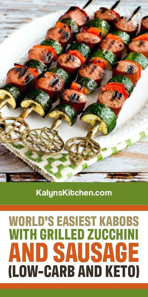 Kabobs On The Grill Sausage, Sausage Kabobs On The Grill, Zucchini And Sausage, Grilled Kabobs, Easy Kabobs, Sausage Kabobs, Grilling Kabobs, Bbq Pork Ribs, Summertime Recipes