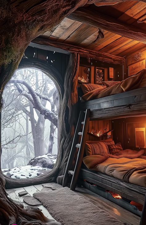 Wildlife Aesthetic, Cozy Treehouse, Dreams Beds, Winter Cabin, Hobbit House, A Cabin, Fantasy House, Cabin Life, Nature Wildlife