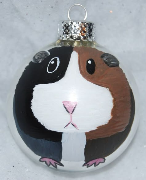 hand painted christmas ornaments | Hand painted Christmas ornament | Borderline artistic Ornament Inspiration, Lightbulb Ornaments, Crafts Christmas Ornaments, Guinea Pig Diy, Christmas Booth, Pig Crafts, Pig Stuff, Pet Guinea Pigs, Painted Ornament