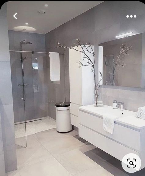 Modern Scandinavian Bathroom, Bathroom Grey, Interior Design Minimalist, White Bathroom Designs, Scandinavian Bathroom, White Interior Design, Trendy Bathroom, Bad Design, Grey Bathrooms