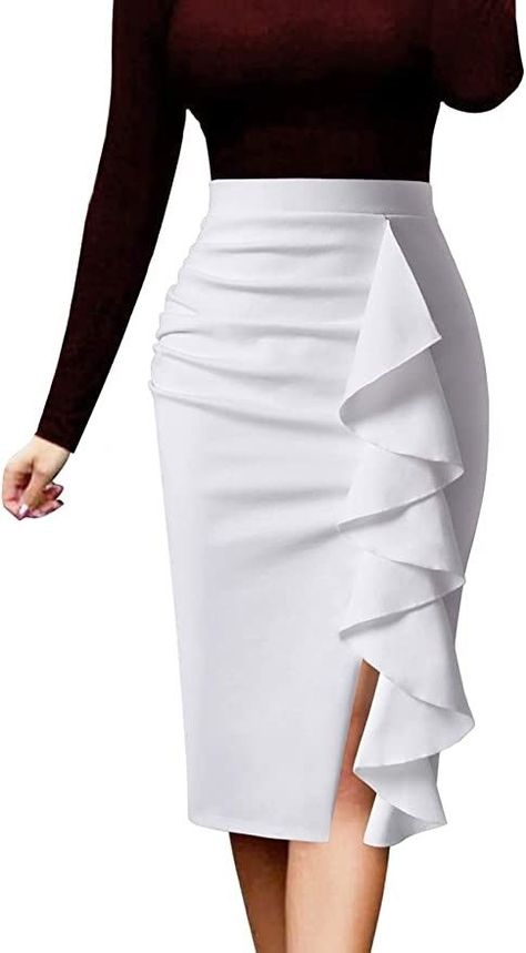 Office Skirt Outfits Women, Unique Skirts Design, Office Skirt Outfit, Pencil Skirt Fashion, Unique Skirts, Corporate Dress, Pencil Skirt Outfits, Business Party, Office Dresses For Women