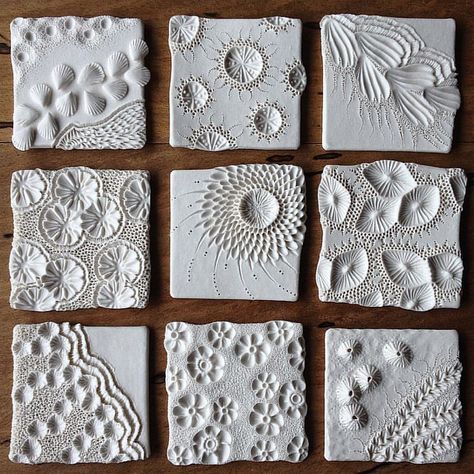 More tiles. Slightly smaller than the last ones. Can't wai… | Flickr Ceramic Texture, Cerámica Ideas, Clay Texture, Ceramic Wall Art, Clay Tiles, Ceramics Projects, Porcelain Art, Paper Clay, Contemporary Ceramics