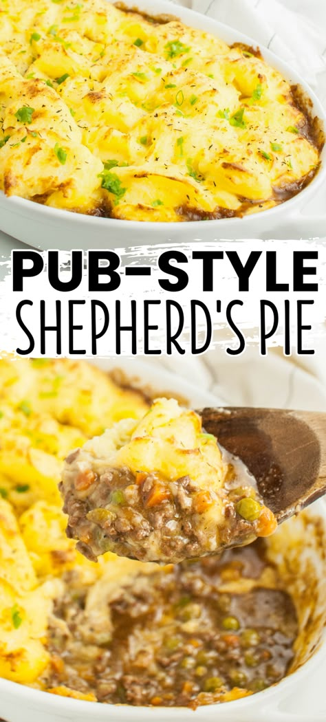 Shepherds Pie With Beef Cubes, Pub Style Shepards Pie Hello Fresh, Traditional Irish Shepards Pie, Meat To Go With Mashed Potatoes, Shepherds Pie Gravy, Pub Style Shepherds Pie, Cheesy Shepards Pie Recipe, Shepards Pie With Gravy, Cheesy Scalloped Shepherds Pie